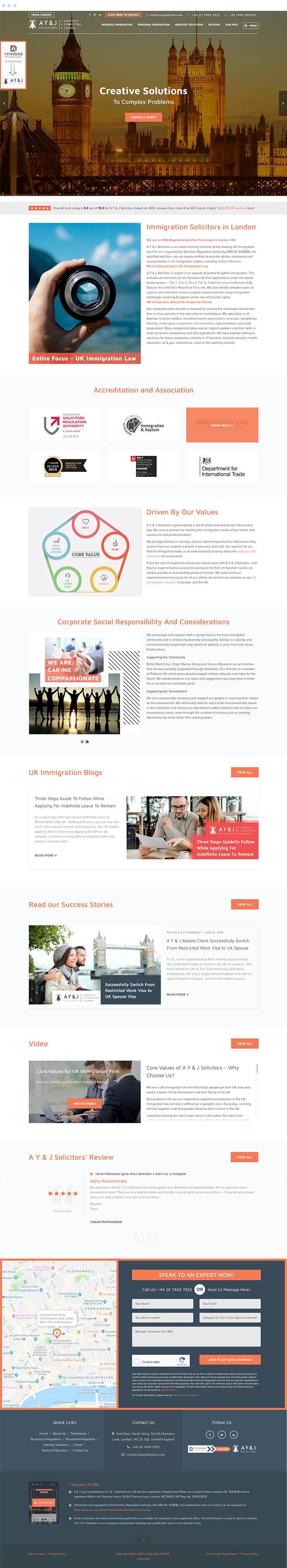 AYJ Solicitors Mockup homepage