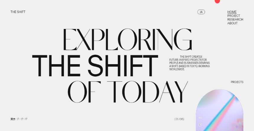 Corporate website examples: THE SHIFT