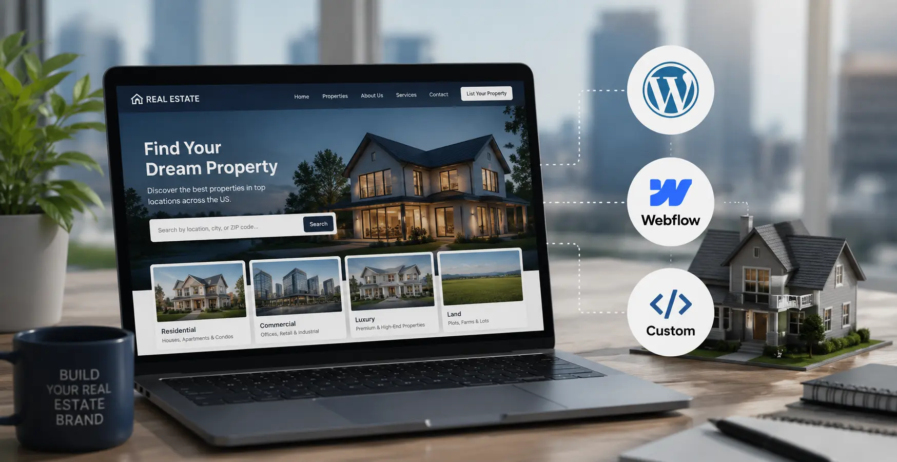 Best Real Estate Website Platforms for US Businesses: WordPress, Webflow, or Custom?